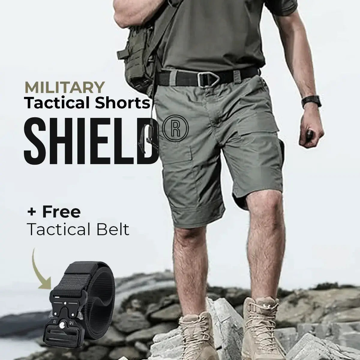 Shield® Military Tactical Shorts for Men (+ Free Tactical Belt)